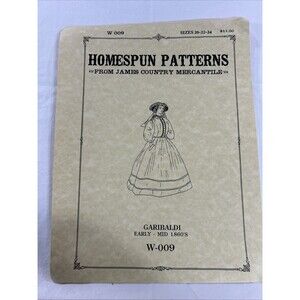 Homespun W-009 Womens Civil War Garibaldi Pattern 1860s Sz 20-24 Uncut